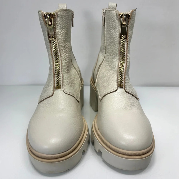 Antonio de Faria Lola Cream White Leather Lugged Sole Chelsea Boot Size 8 - Picture 2 of 12